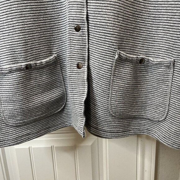 Westbound Gray Ribbed Snap Button Hooded Long Sleeve Jacket Womens Size XL - Picture 3 of 9